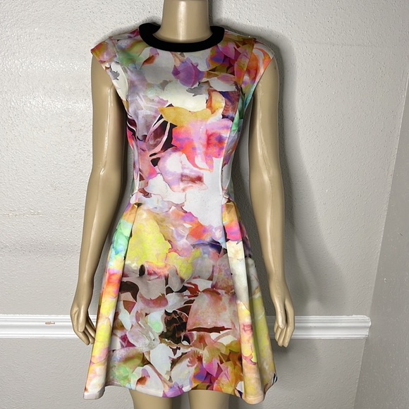 Ted Baker - Pastel Floral Printed Fit & Flare Dress Sz 3 (US M) - Picture 3 of 9